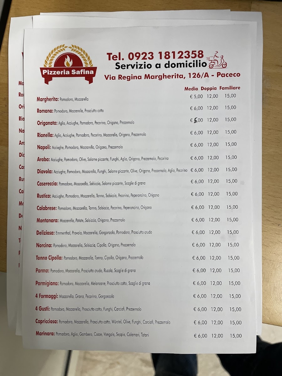 Pizzeria Safina Photo Menu 1