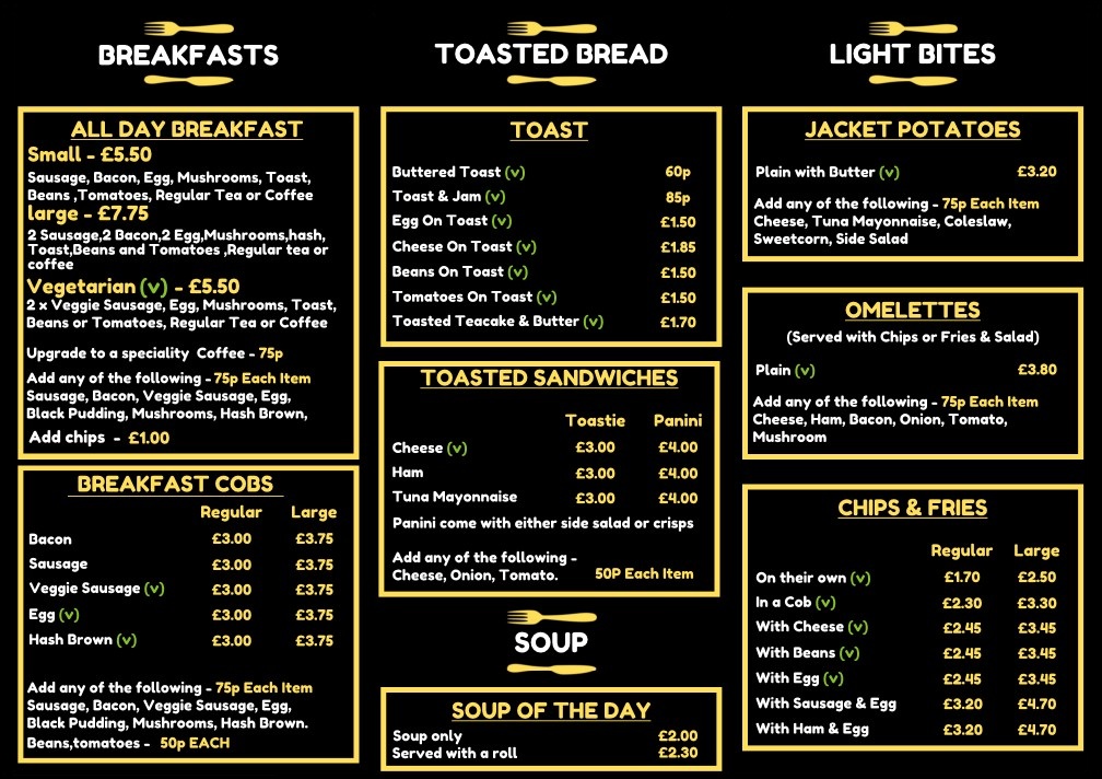 Alfreton Market Cafe Photo Menu 1