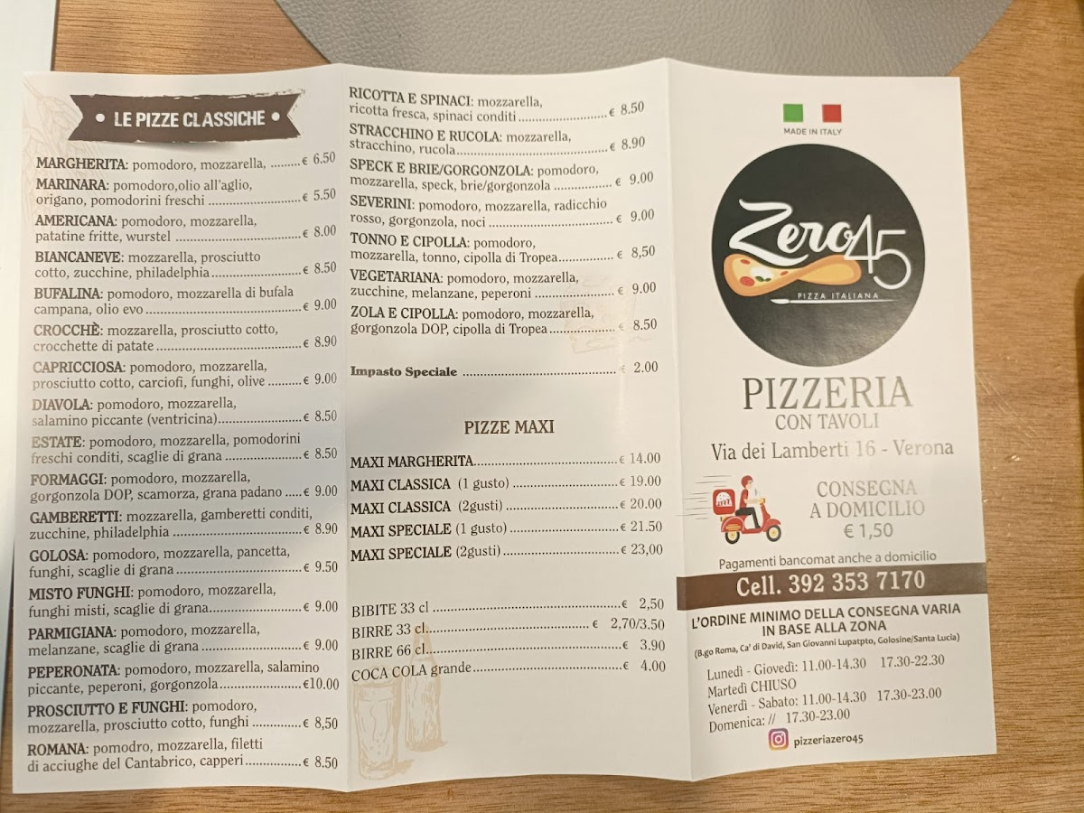 Zero45 Pizza Italiana Photo Menu 1