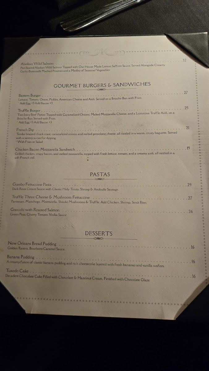 Baxters Restaurant & Bar Photo Menu 1