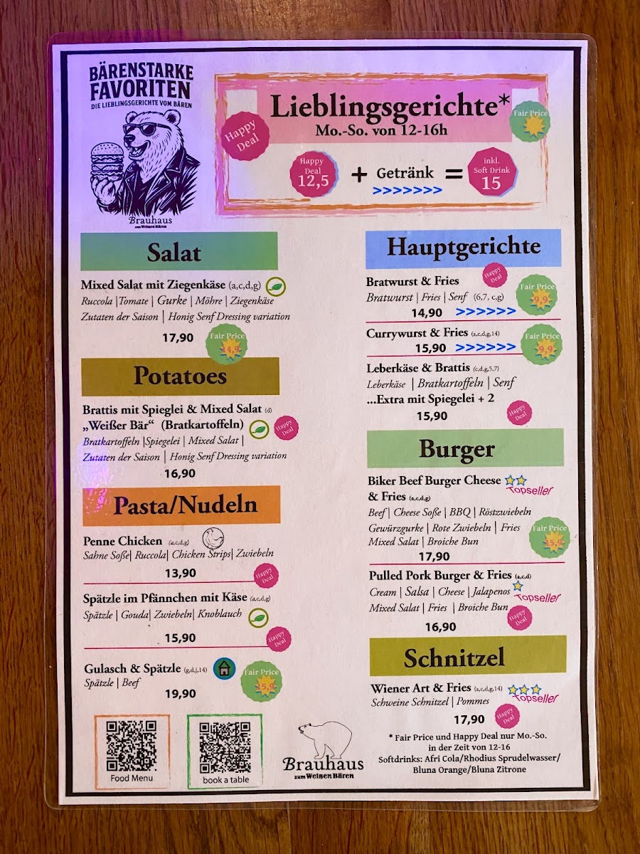 Brauhaus zum Weißen Bär Photo Menu 1