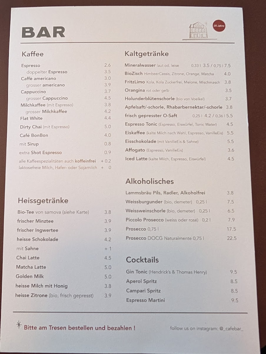 Café BAR Photo Menu 1