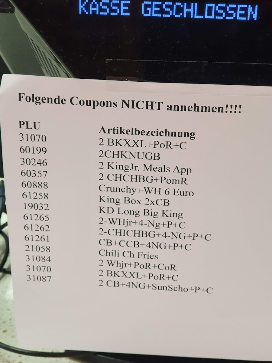 Burger King Oberhausen Photo Menu 4
