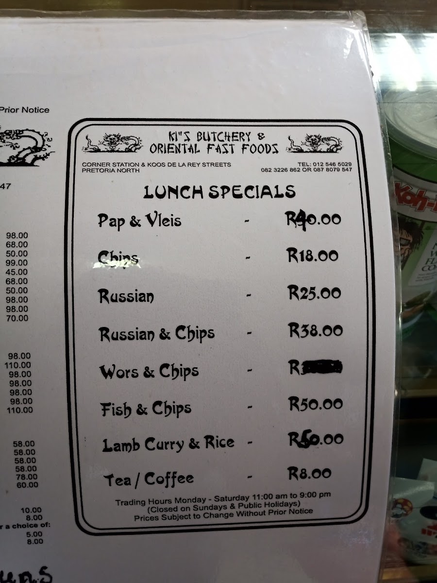 Ki's Butchery & Oriental Fast Food Photo Menu 2