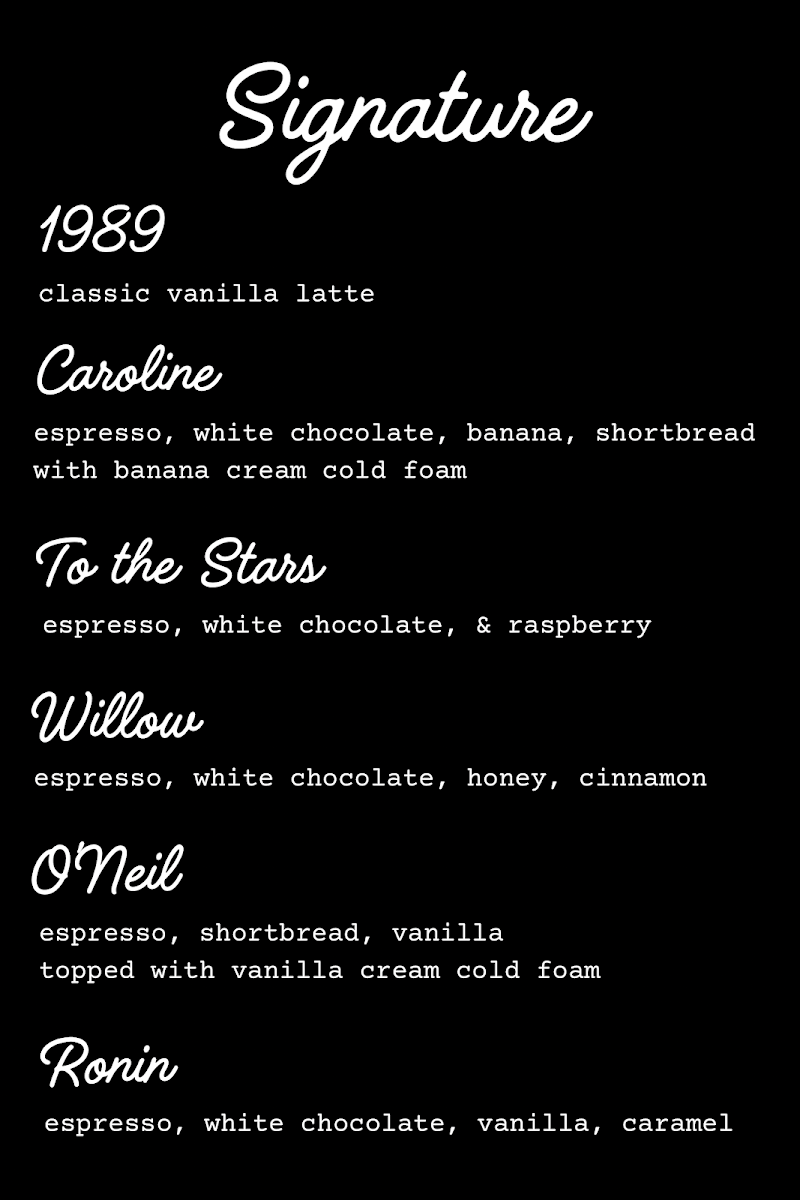 One Love Coffee Co. Photo Menu 1