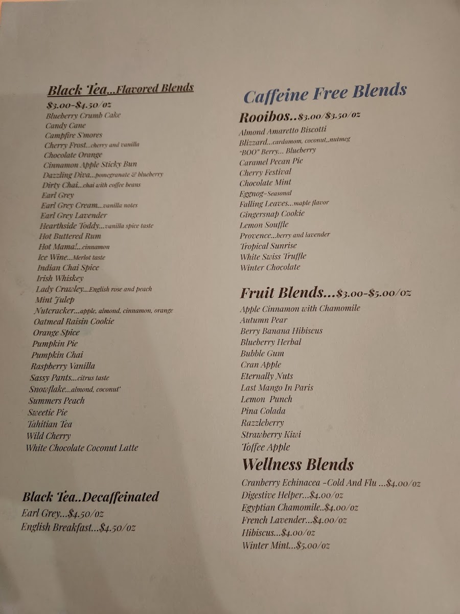 Johanna May's Fine Teas Photo Menu 2