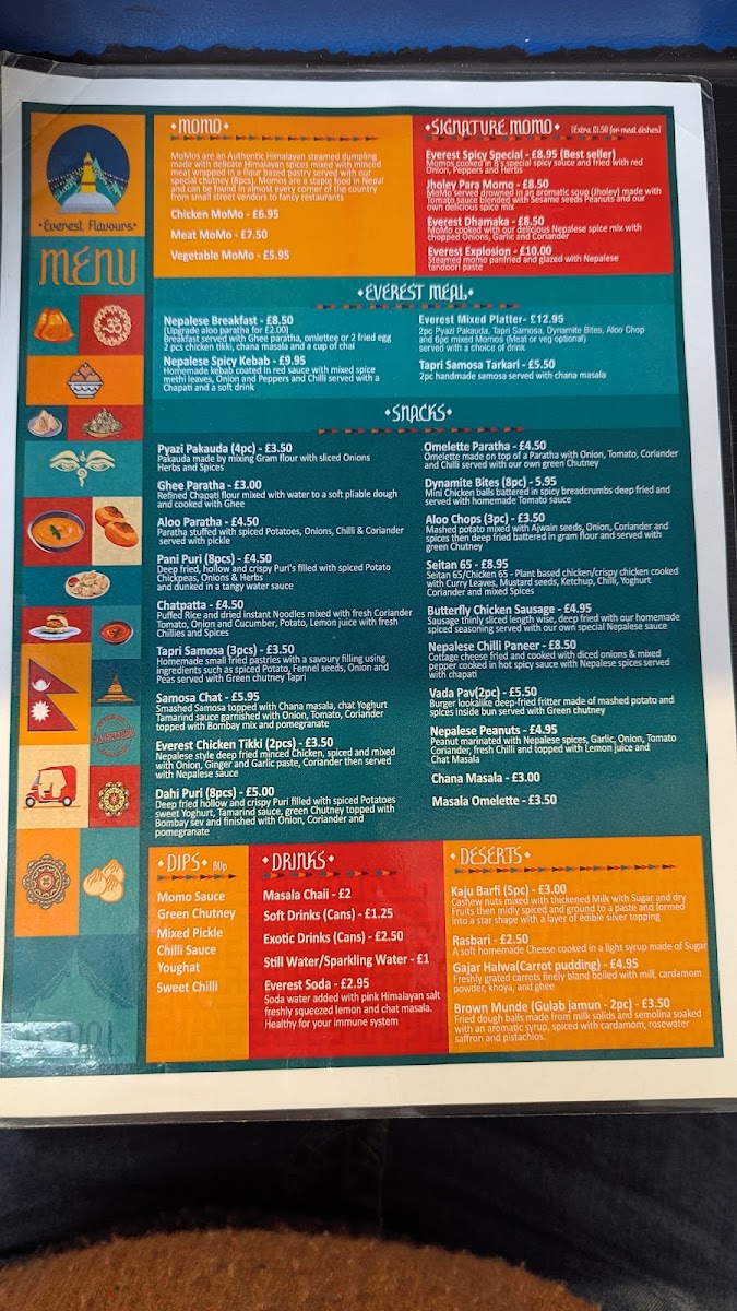 Everest flavours Plymouth Photo Menu 1