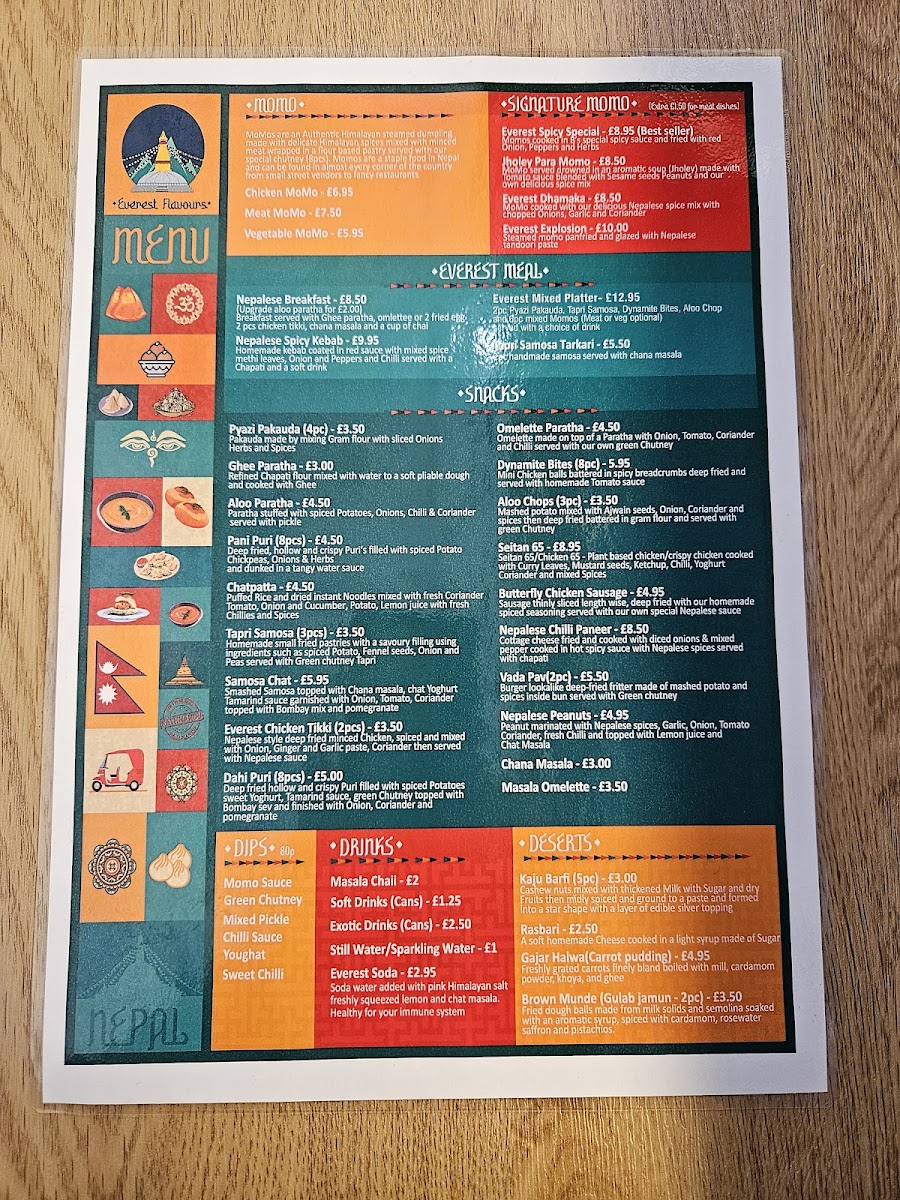 Everest flavours Plymouth Photo Menu 2