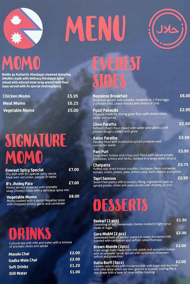 Everest flavours Plymouth Photo Menu 4