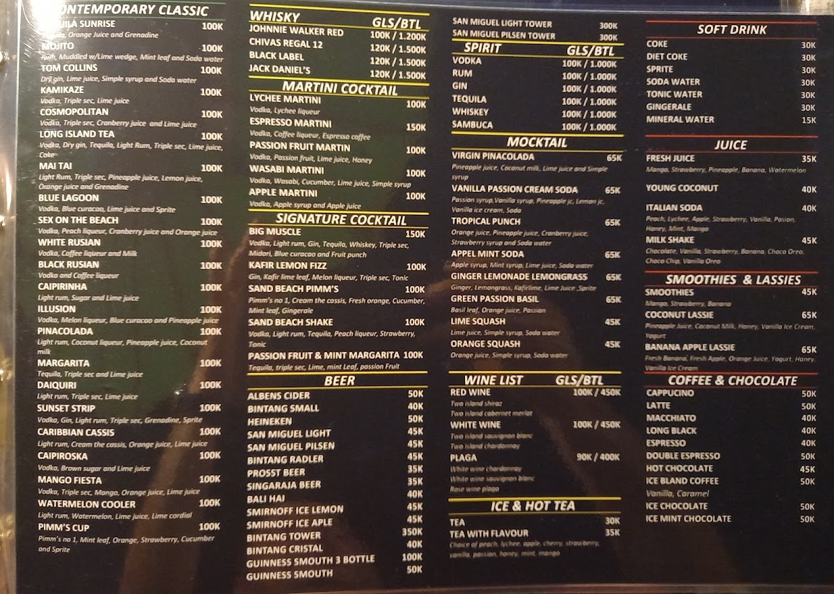 The Sand Beach Bar & Restaurant Photo Menu 3