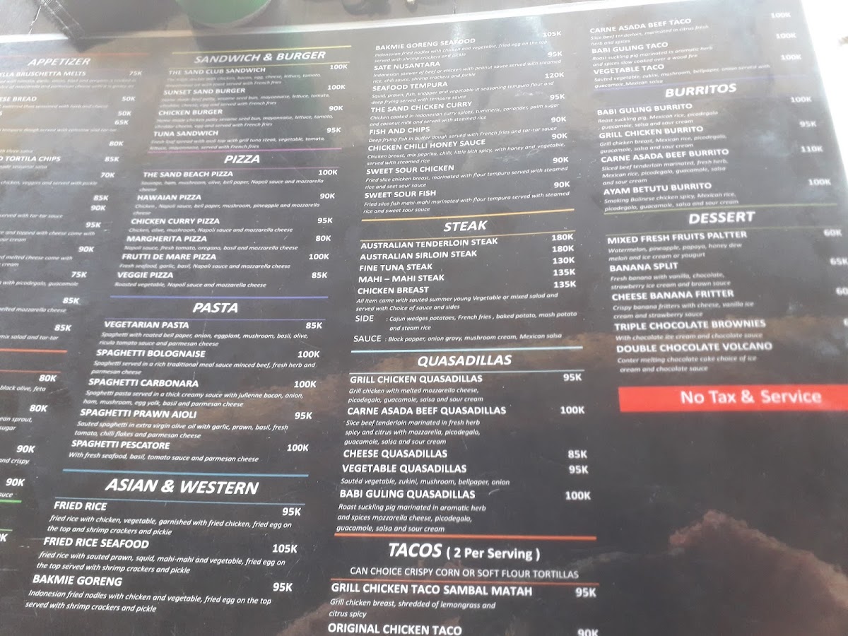 The Sand Beach Bar & Restaurant Photo Menu 8
