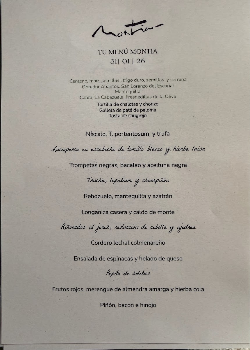 Restaurante MONTIA Photo Menu 1