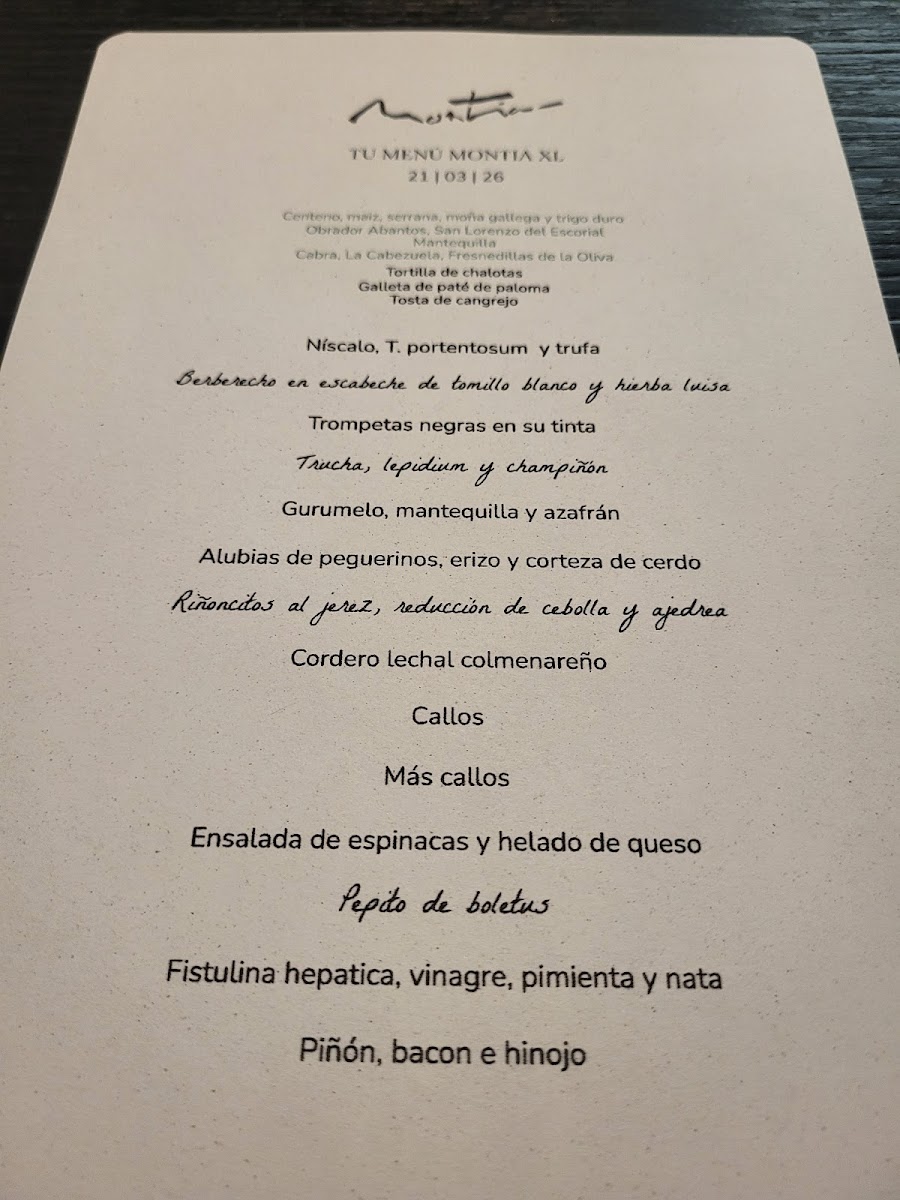 Restaurante MONTIA Photo Menu 2