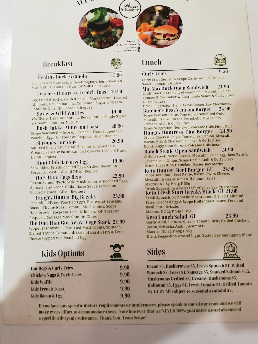 Scope Cafe Rotorua Photo Menu 3