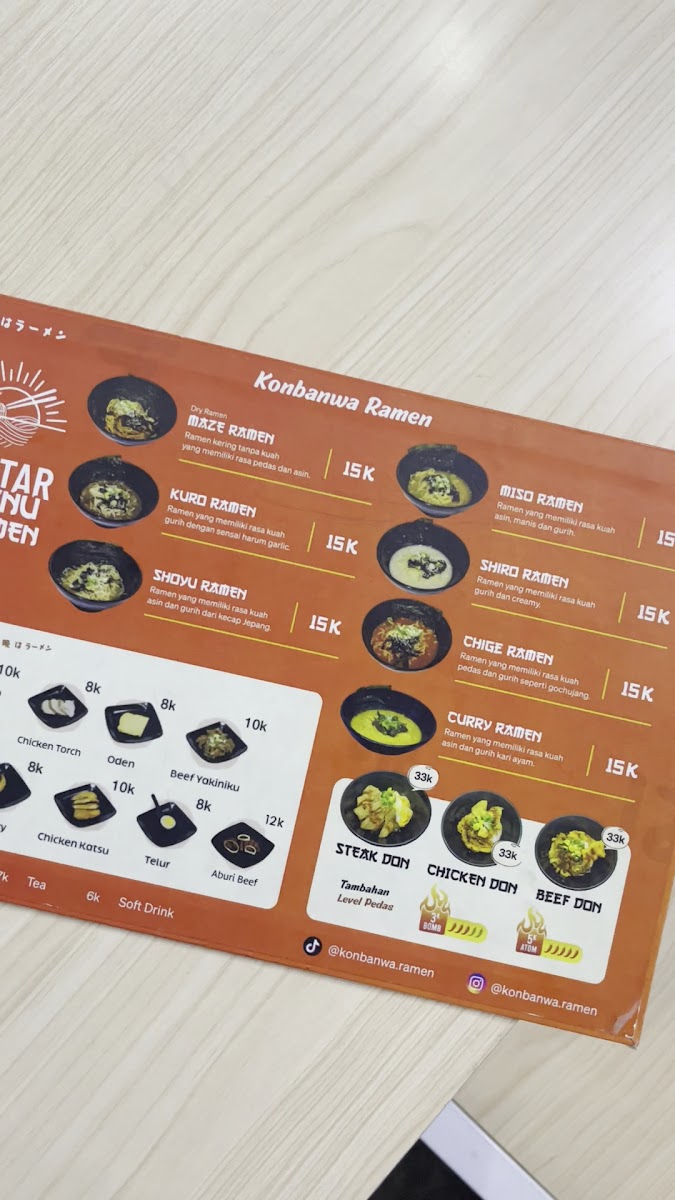 Konbanwa Ramen Cempaka Putih Photo Menu 1