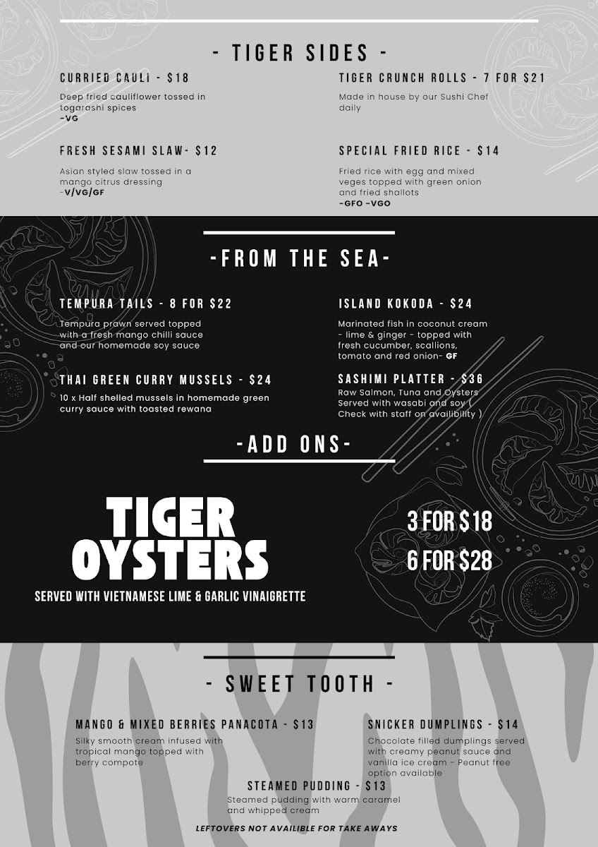 White Tiger Restaurant & Bar Photo Menu 1