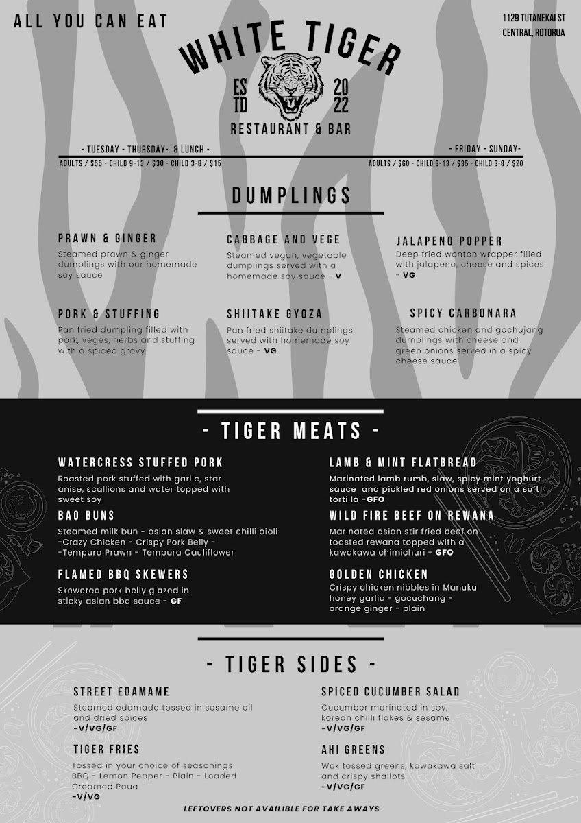 White Tiger Restaurant & Bar Photo Menu 4