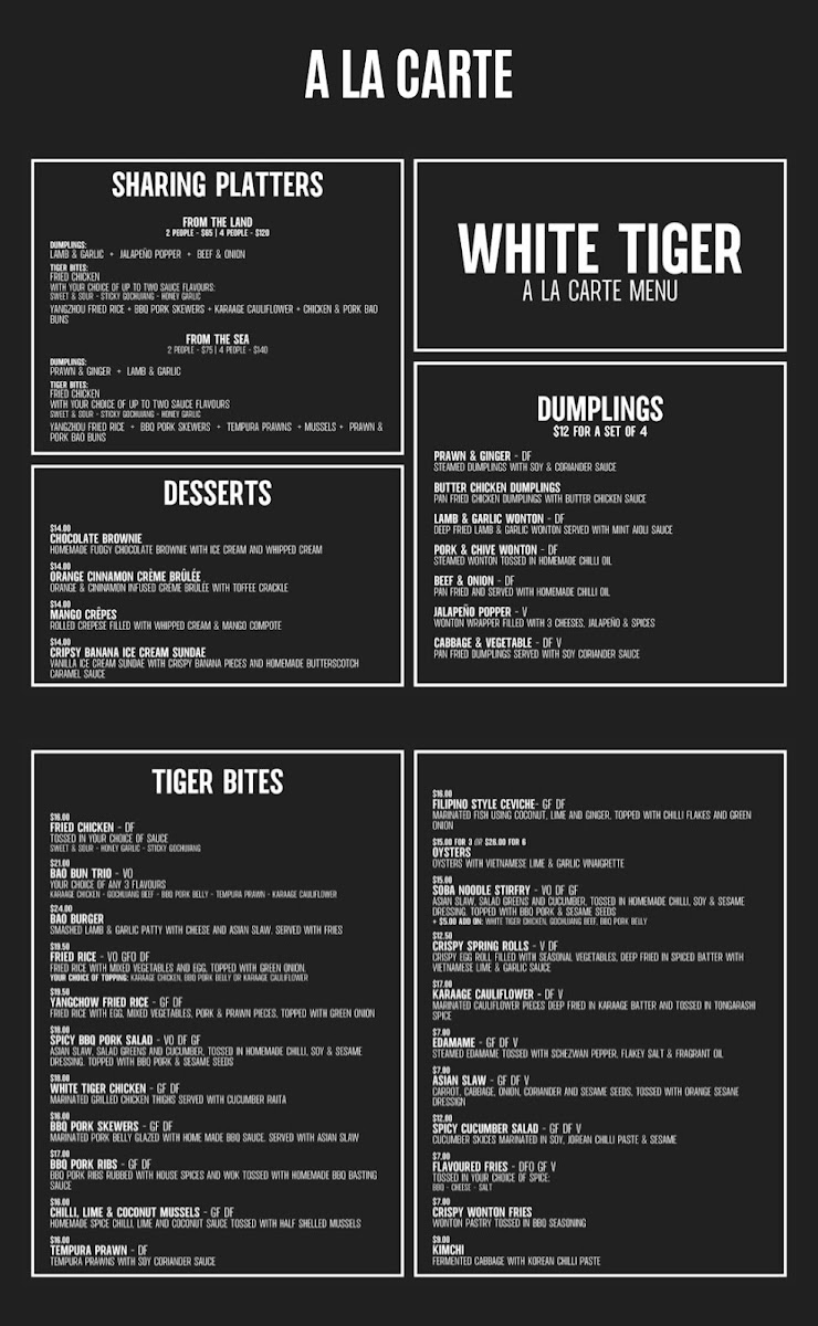 White Tiger Restaurant & Bar Photo Menu 5