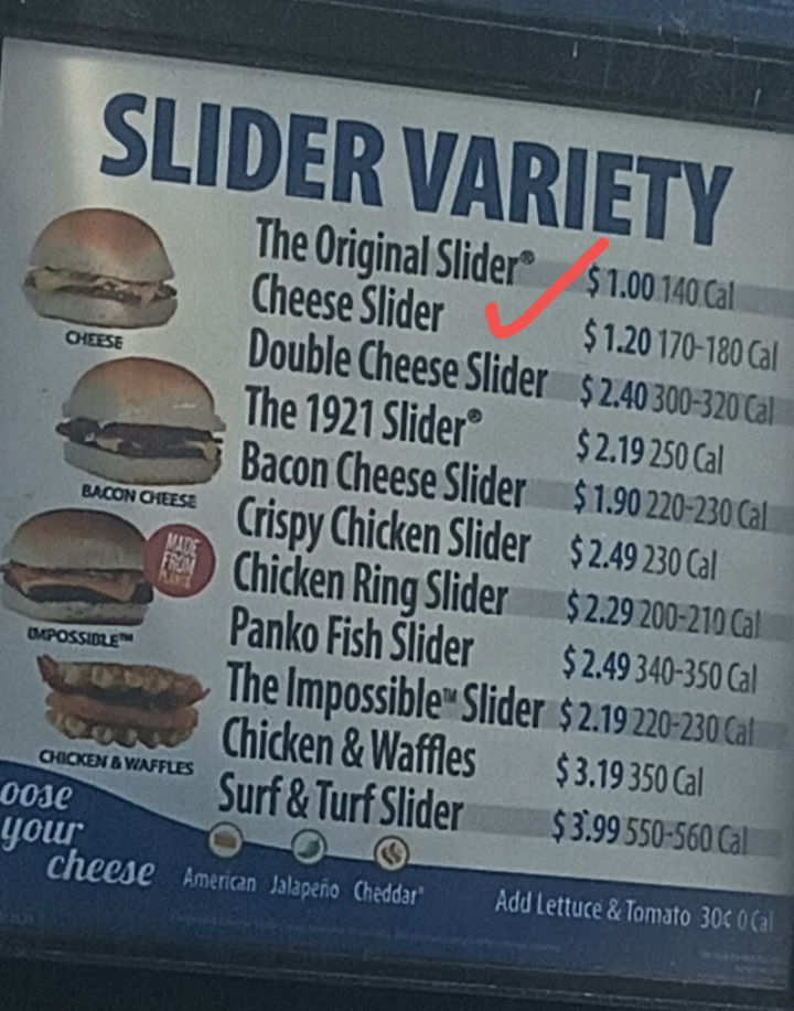 White Castle Photo Menu 2