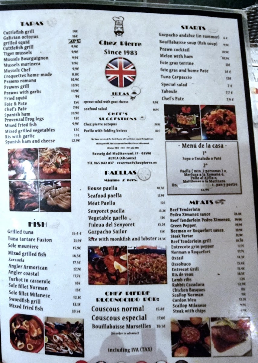Chez Pierre Photo Menu 1
