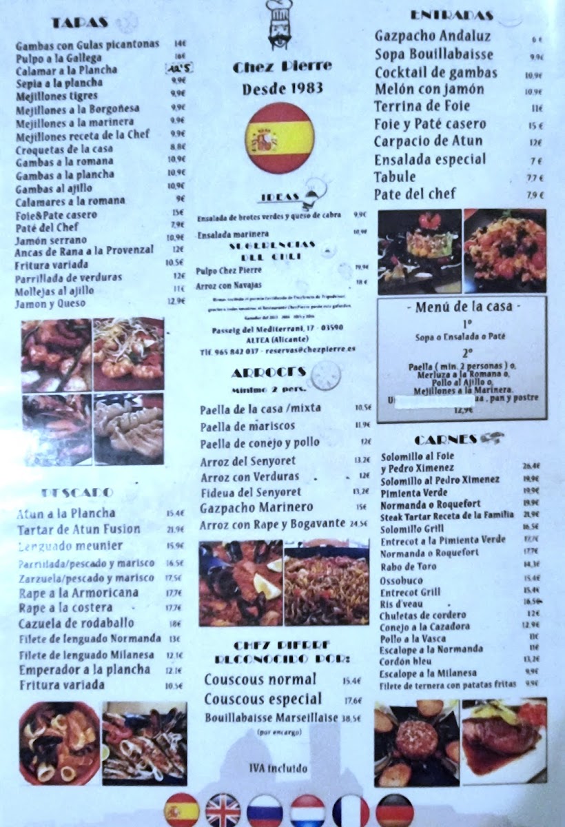 Chez Pierre Photo Menu 2