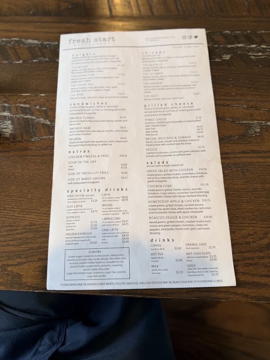 Fresh Start Restaurant Photo Menu 1