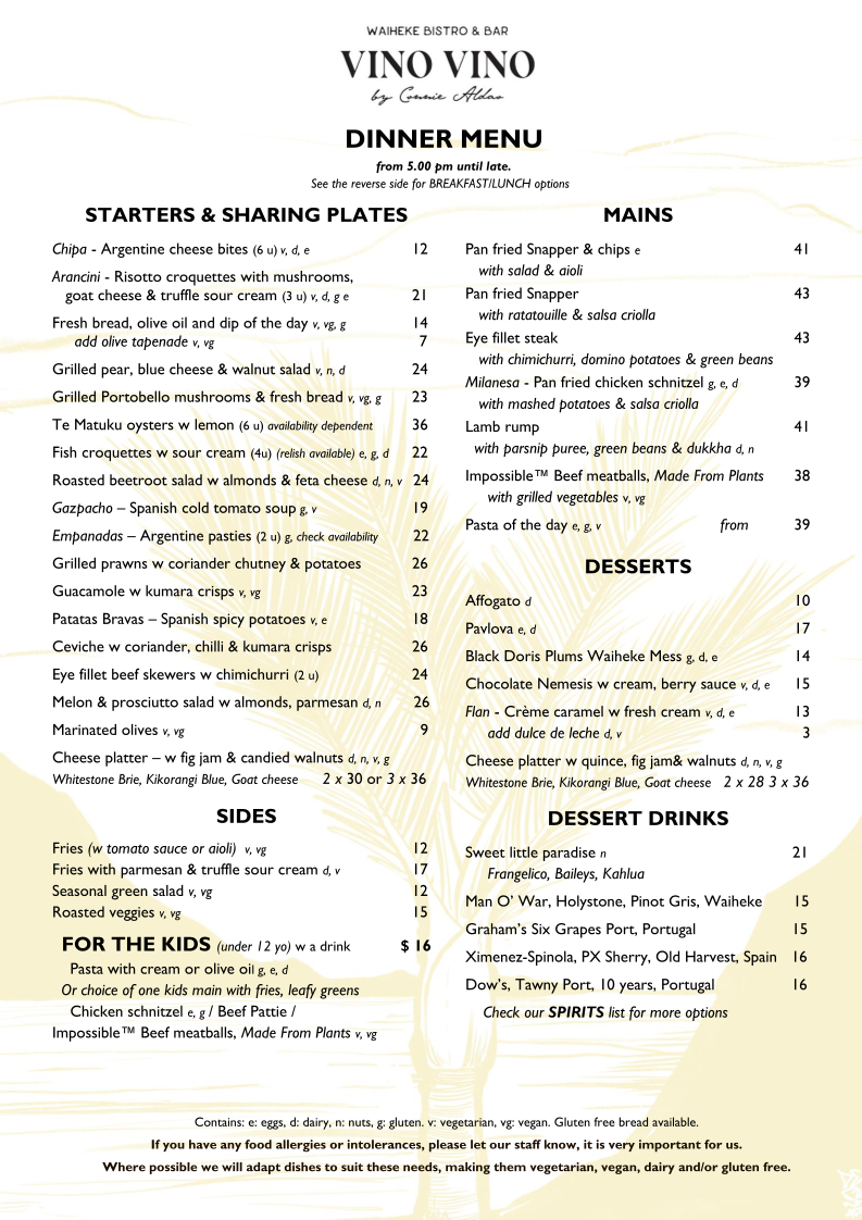 Vino Vino Restaurant & Bar Photo Menu 1