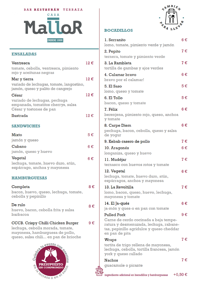 Restaurante Mallor Photo Menu 1