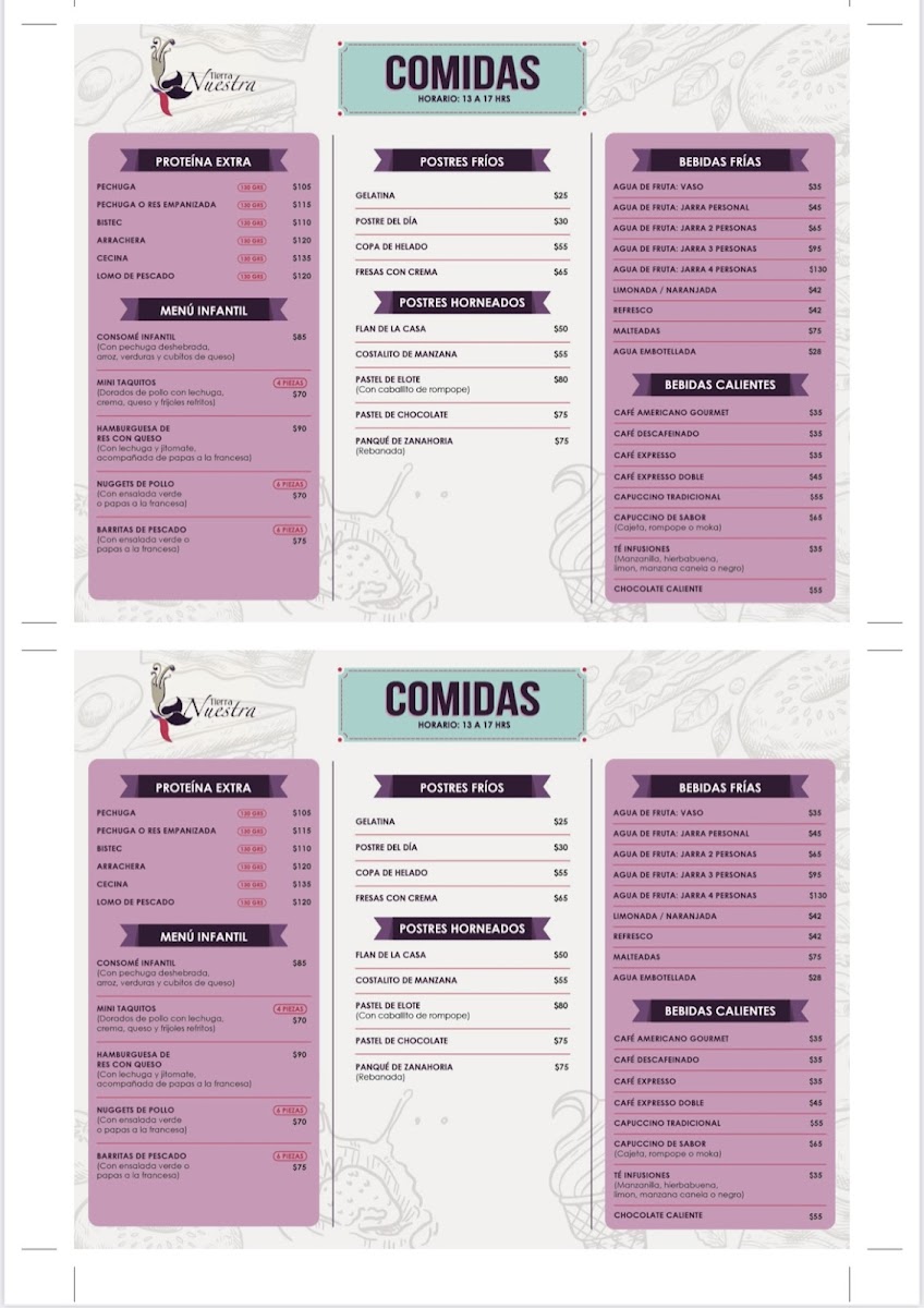 Tierra Nuestra Photo Menu 1