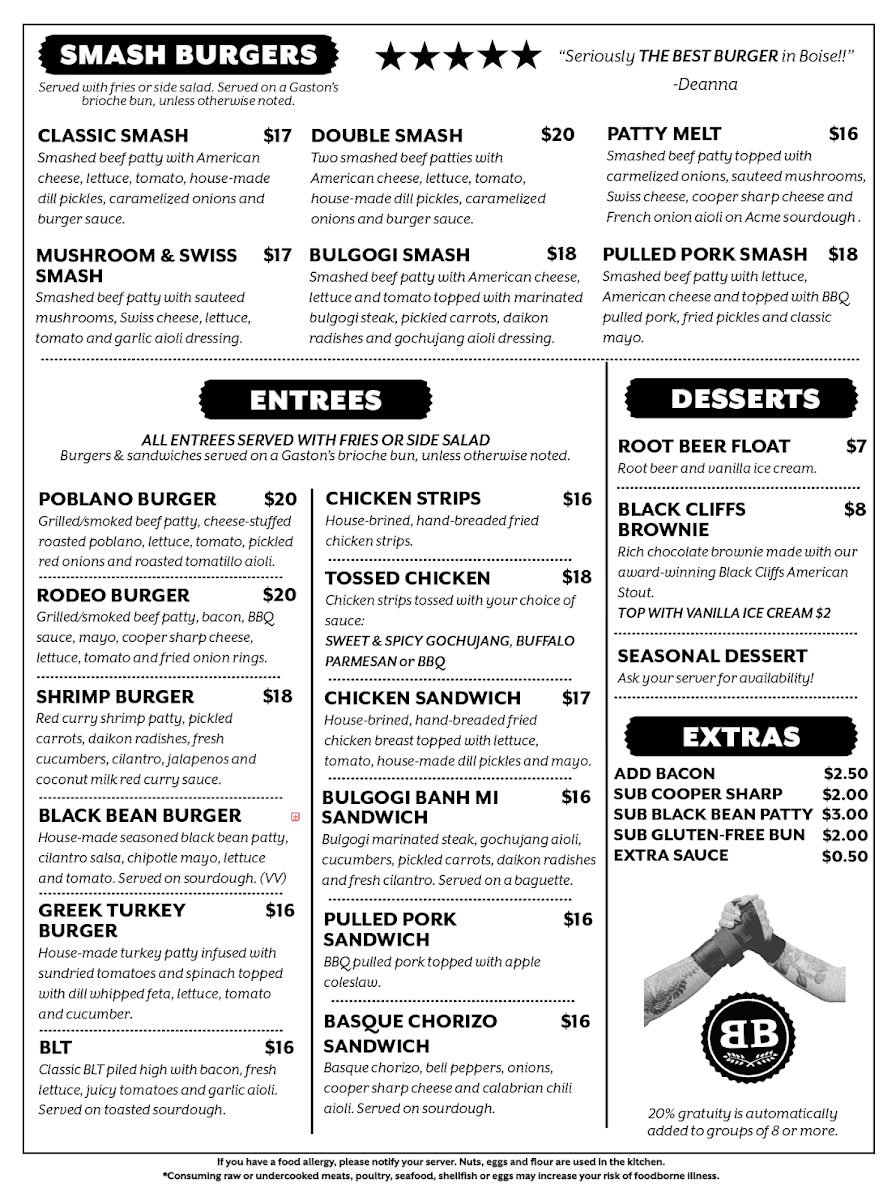 Boise Brewing Photo Menu 1