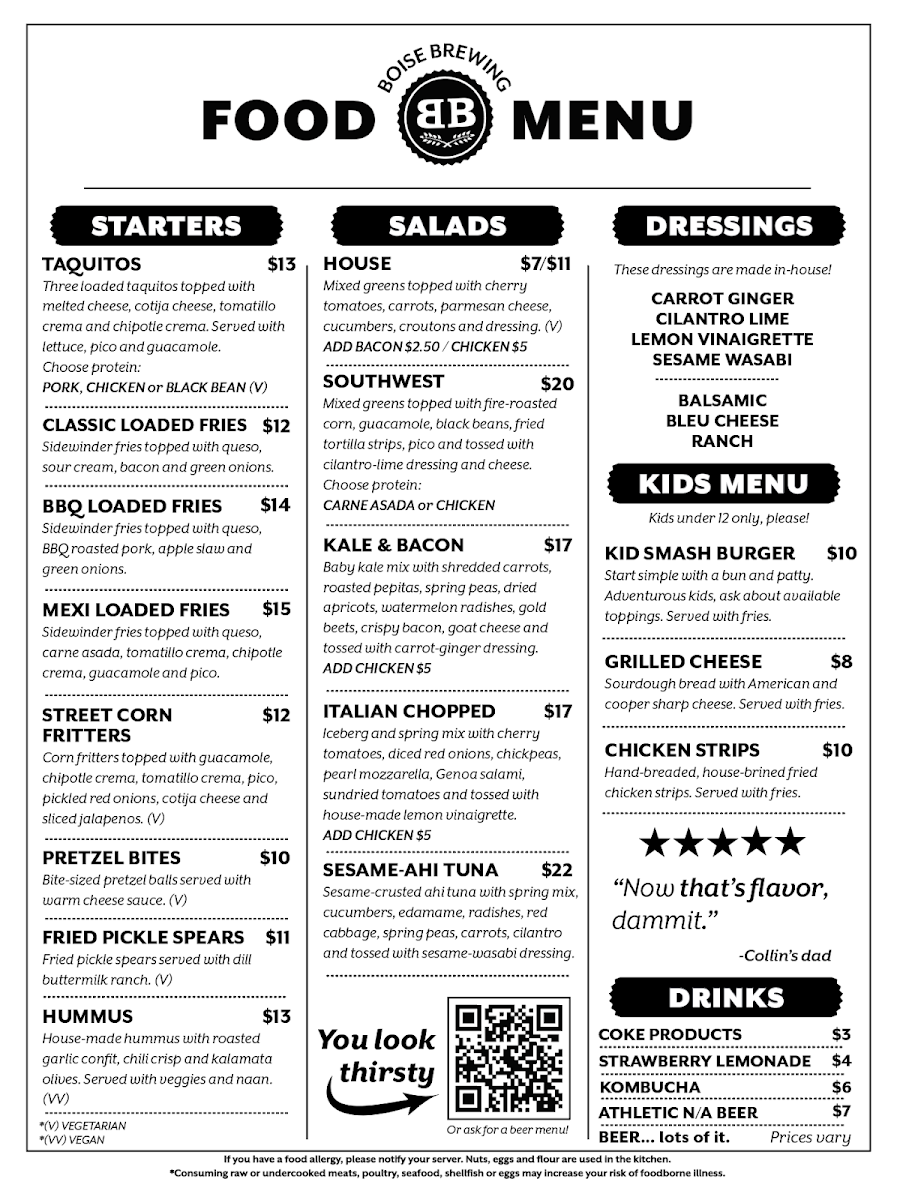 Boise Brewing Photo Menu 2