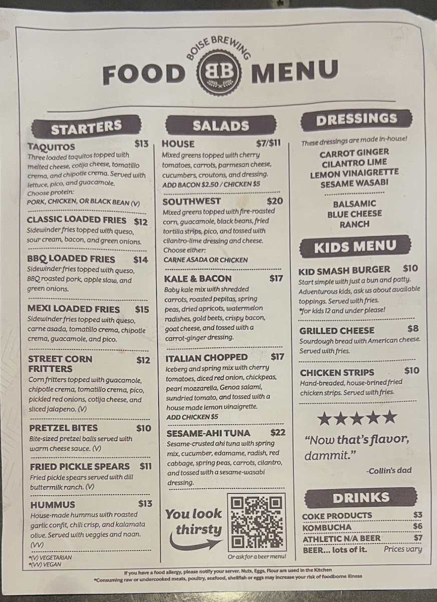 Boise Brewing Photo Menu 3