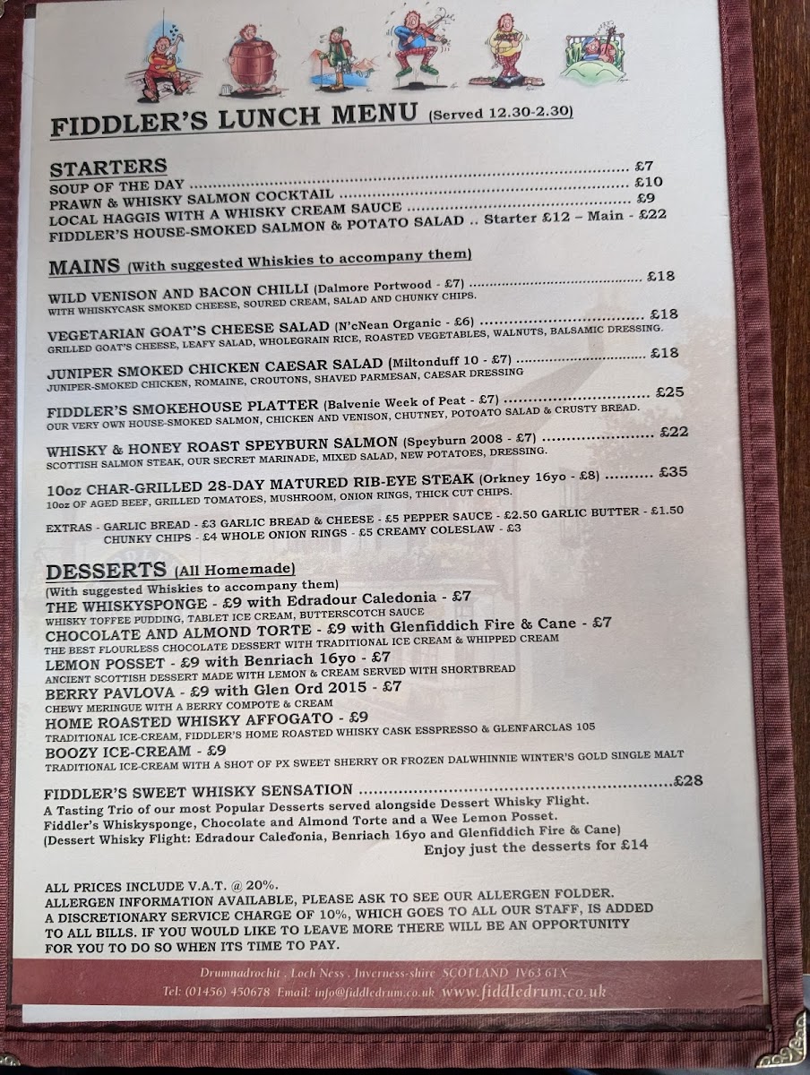 Fiddlers Highland Restaurant Photo Menu 2