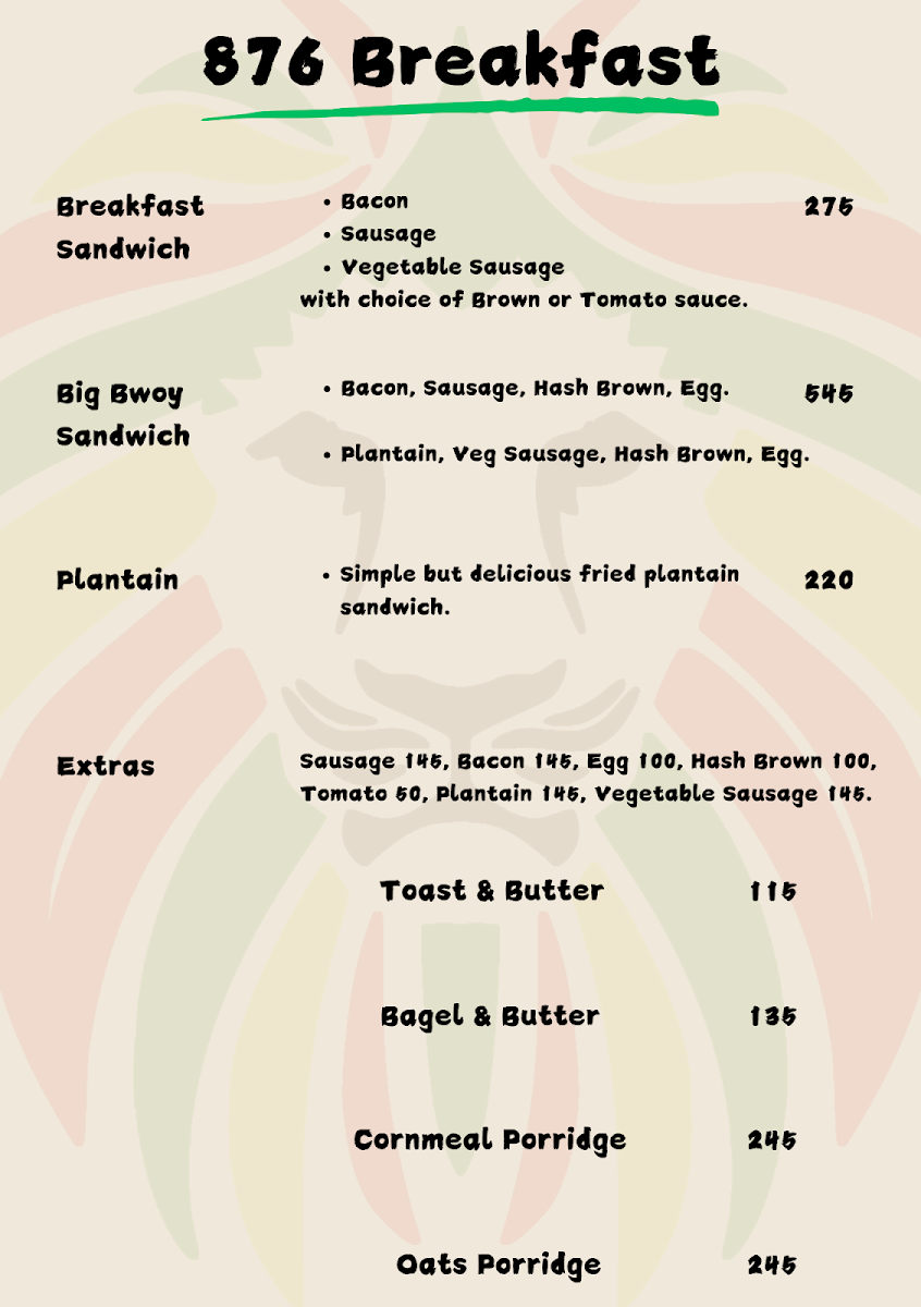 Cafe 876 Photo Menu 2