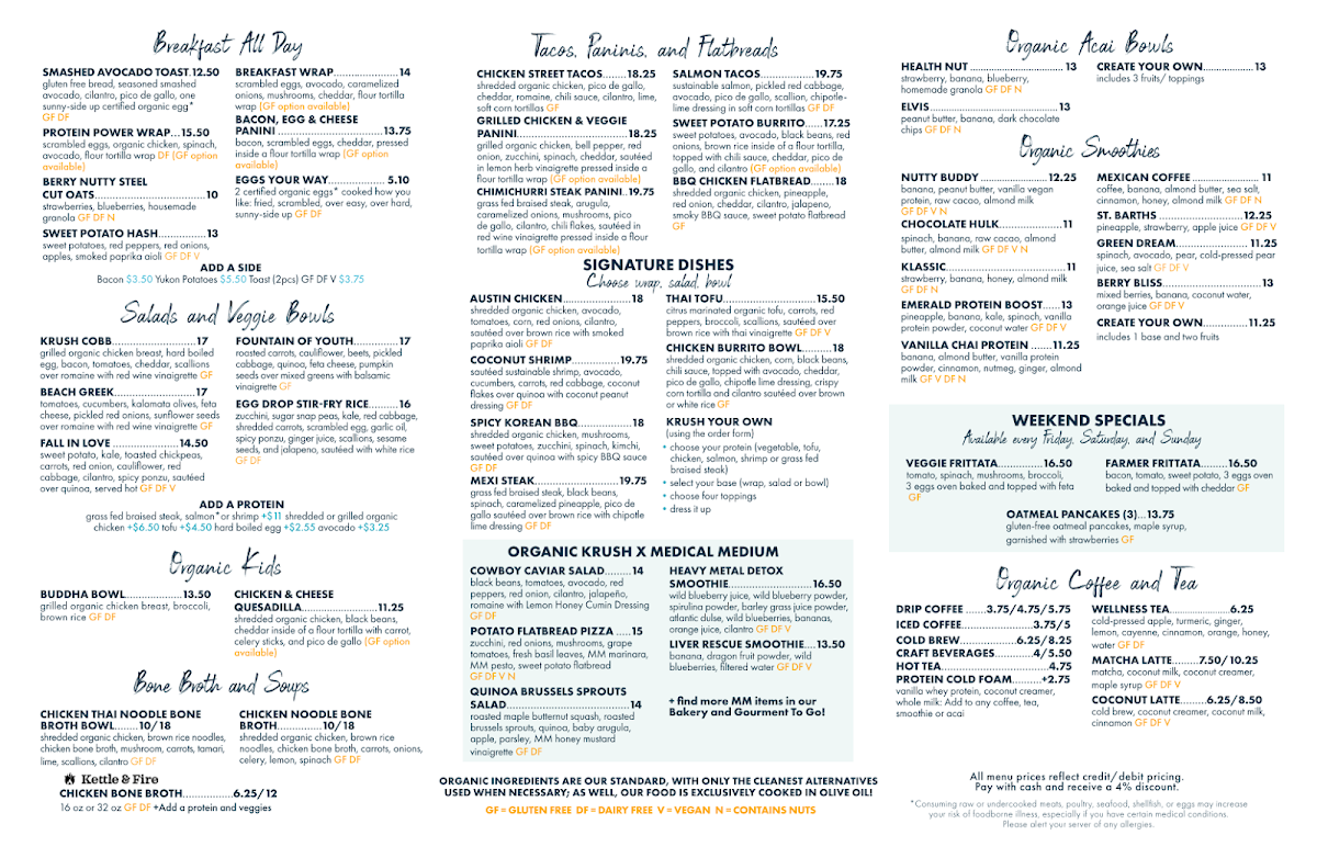 Organic Krush Kitchen & Eatery Photo Menu 1