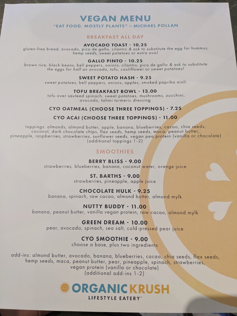 Organic Krush Kitchen & Eatery Photo Menu 3