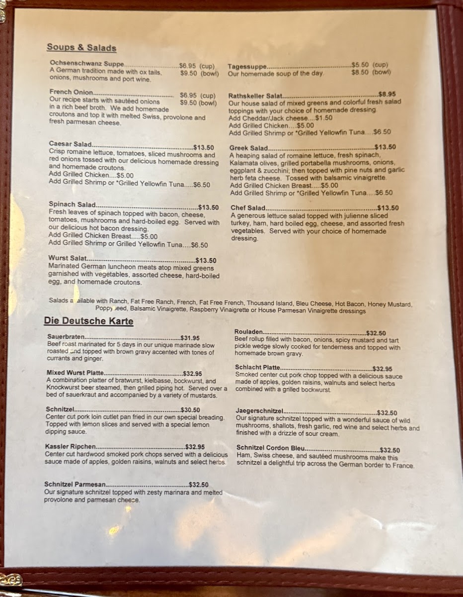 The Rathskeller Photo Menu 1