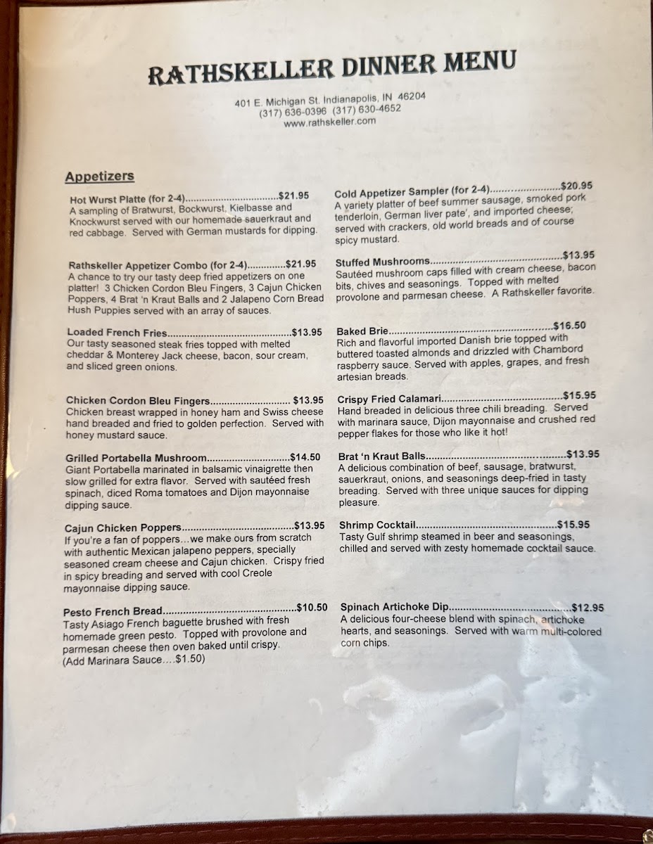 The Rathskeller Photo Menu 3