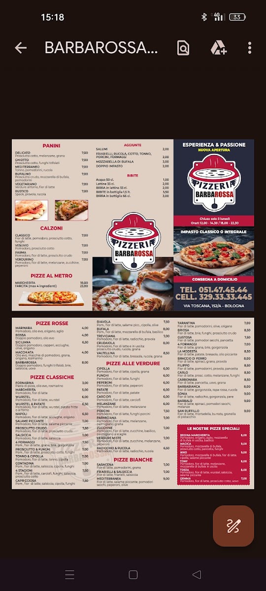 Pizzeria Barbarossa - Ex Passiò Photo Menu 1