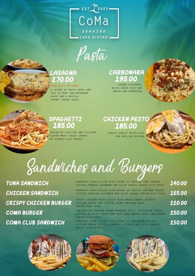 CoMa Seaside Cafe Bistro Photo Menu 1