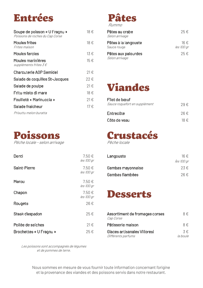Restaurant U Fragnu Photo Menu 1