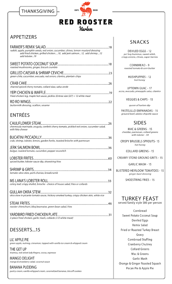 Red Rooster Harlem Photo Menu 1