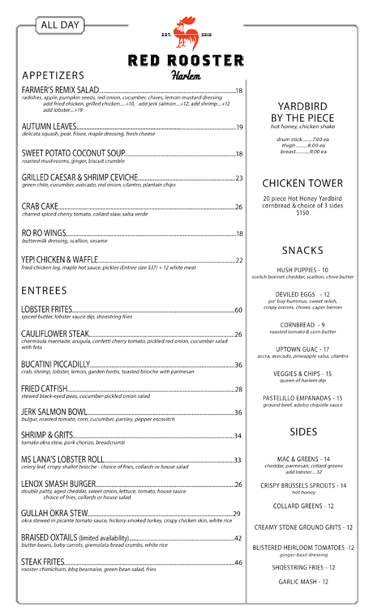 Red Rooster Harlem Photo Menu 2