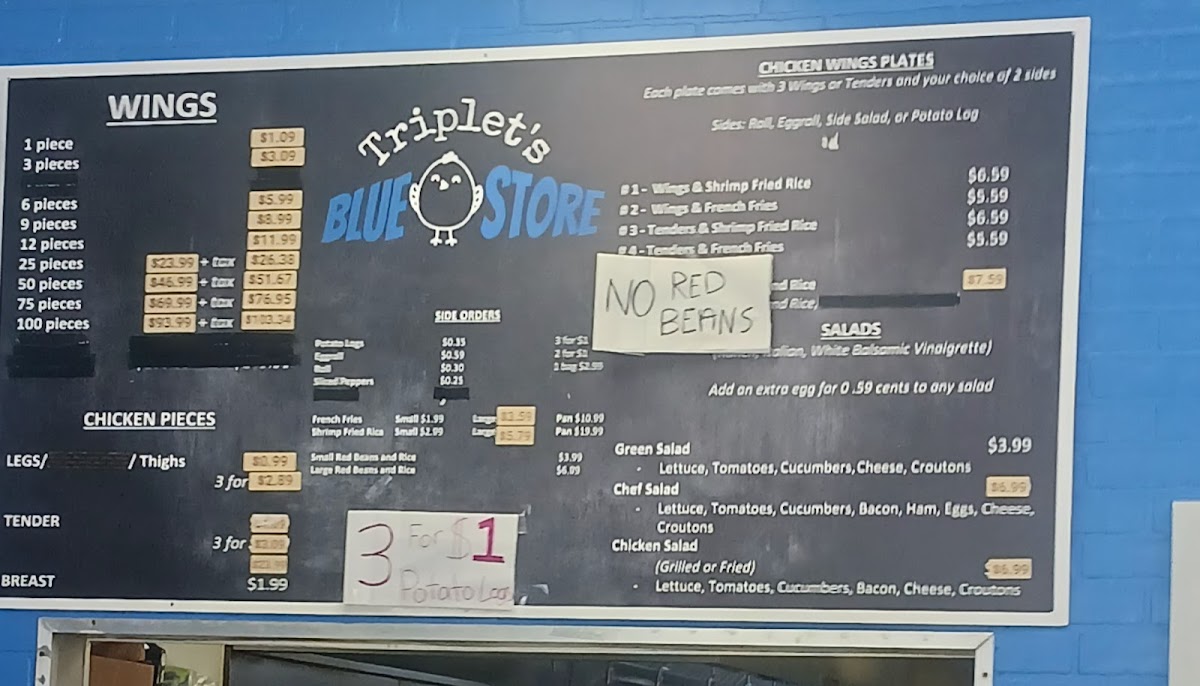 Triplet's Blue Store Chicken Photo Menu 2