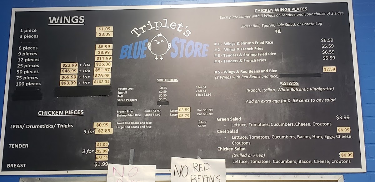 Triplet's Blue Store Chicken Photo Menu 5