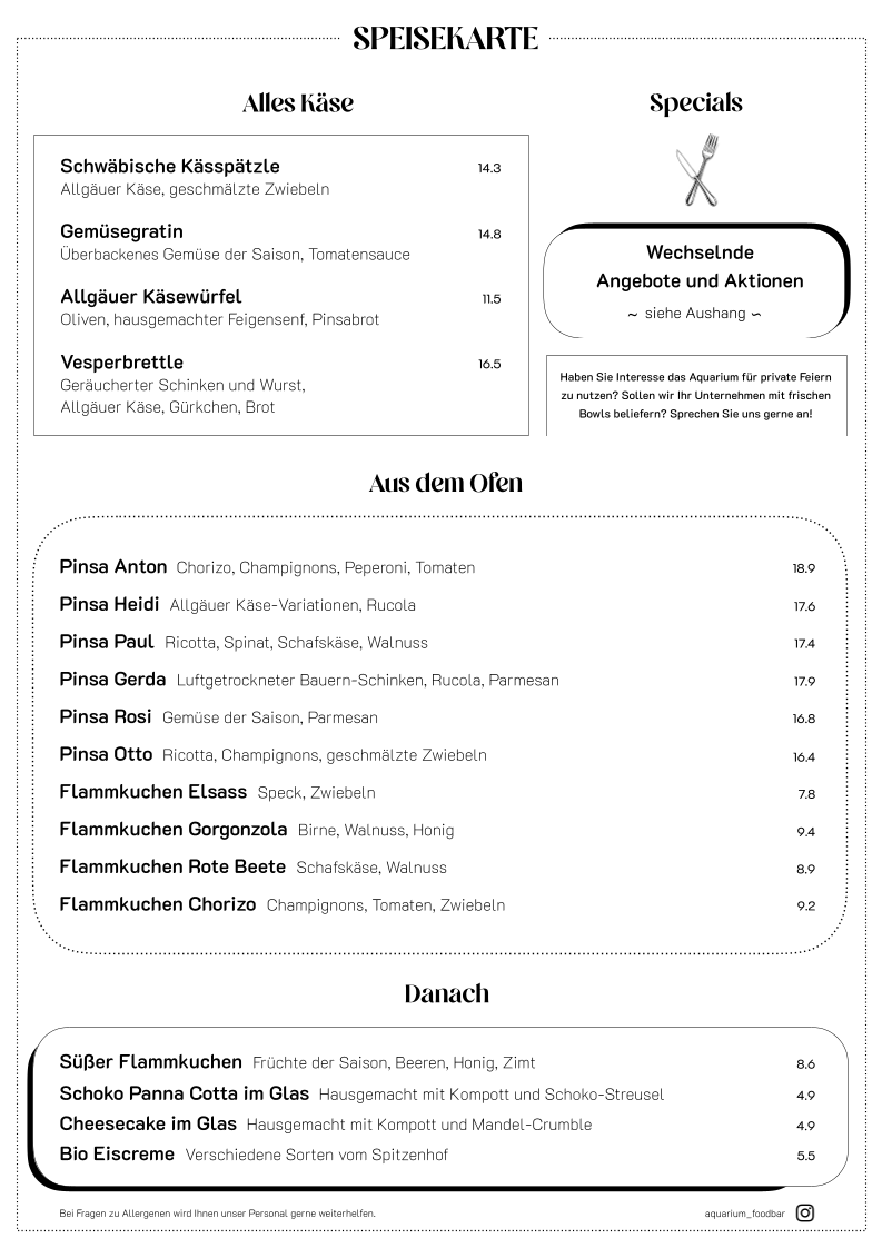 Aquarium Foodbar Photo Menu 3