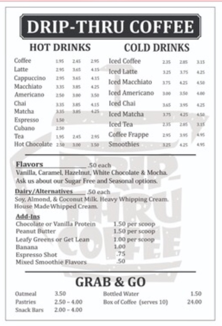 Drip-Thru Coffee® Photo Menu 5