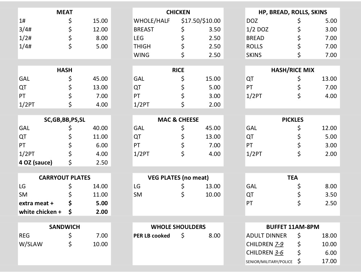 Dukes Bar-B-Que Photo Menu 1