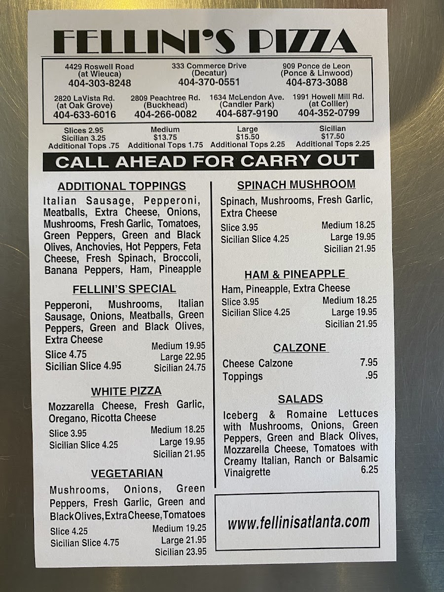 Fellini's Pizza Photo Menu 1