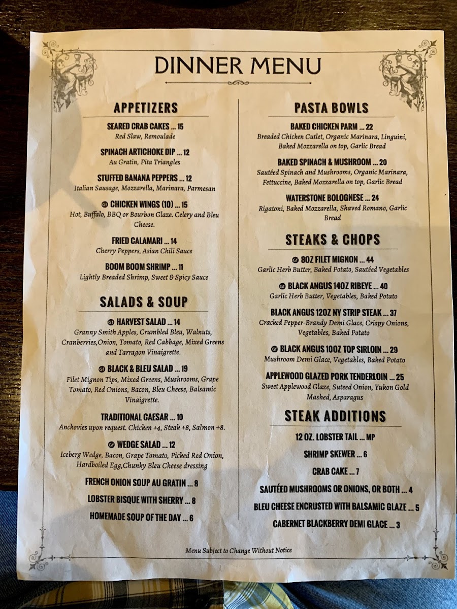 Waterstone Grill Photo Menu 2